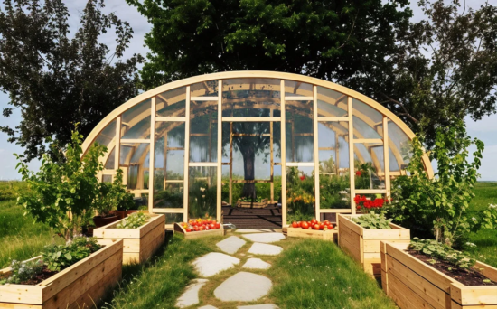 Szklarnia zbudowana z elementów konstrukcyjnych X-Tent